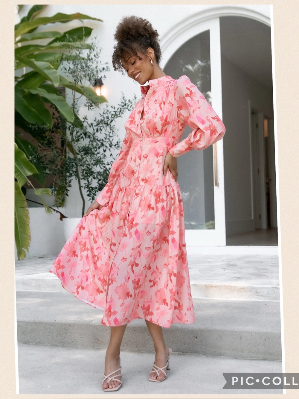 Petal & Pup Forever Maxi Dress NWT Soft Pink Floral Button Sleeve Detail